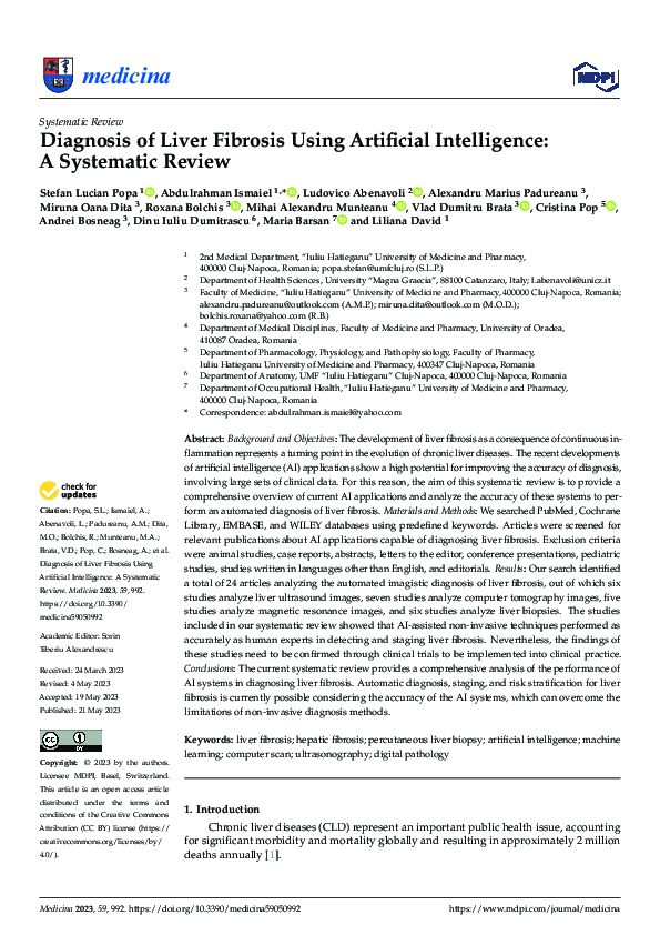 (PDF) Diagnosis of Liver Fibrosis Using Artificial Intelligence: A ...
