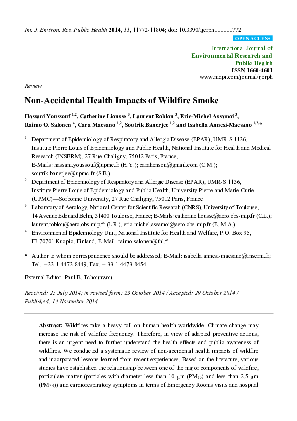 (PDF) Non-Accidental Health Impacts of Wildfire Smoke