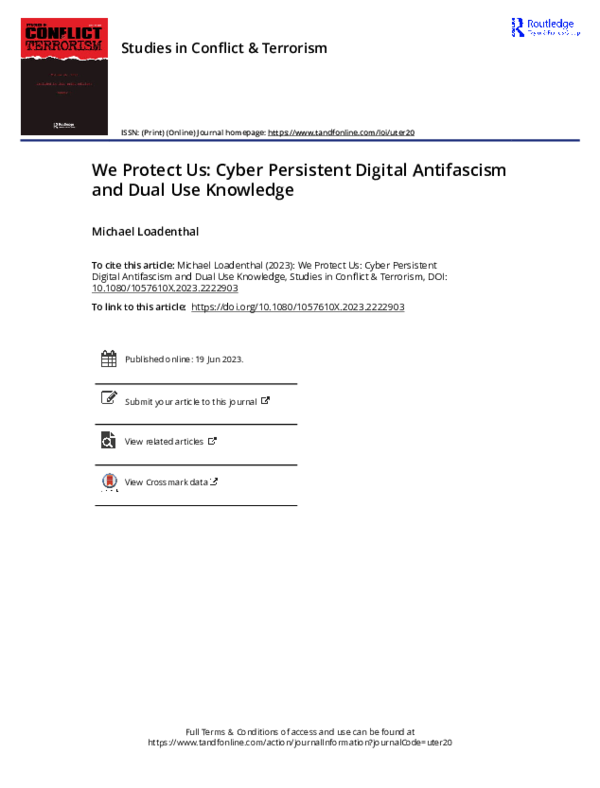 (PDF) [2023] We Protect Us: Cyber Persistent Digital Antifascism and ...
