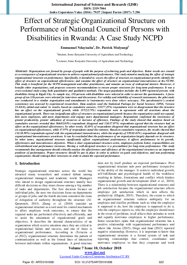 (PDF) Effect of Strategic Organizational Structure on Performance of ...