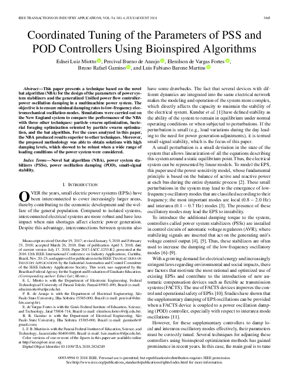 (PDF) Coordinated Tuning of the Parameters of PSS and POD Controllers ...