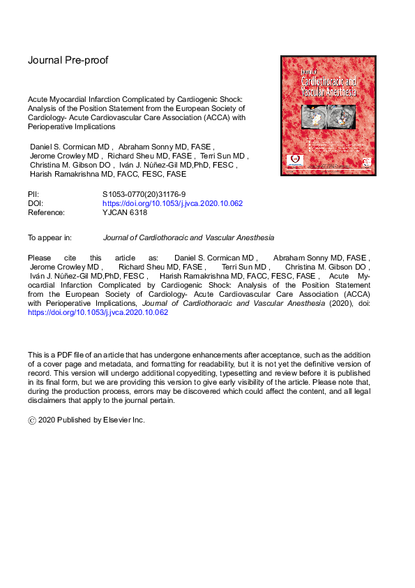 (PDF) Acute myocardial infarction complicated by cardiogenic shock ...