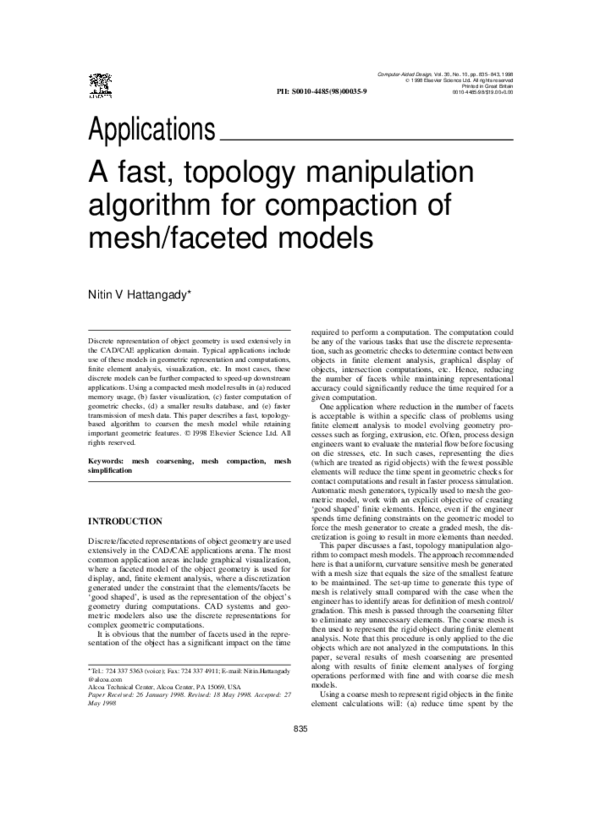 (PDF) A fast, topology manipulation algorithm for compaction of mesh ...
