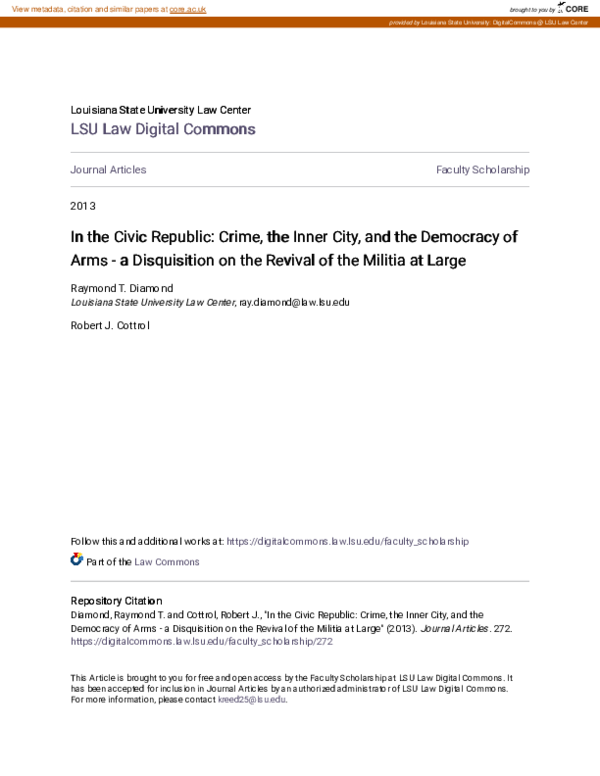 (PDF) In the Civic Republic: Crime, the Inner City, and the Democracy ...