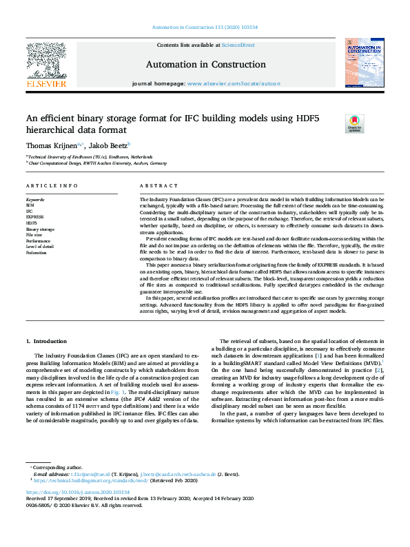 (PDF) An efficient binary storage format for IFC building models using ...