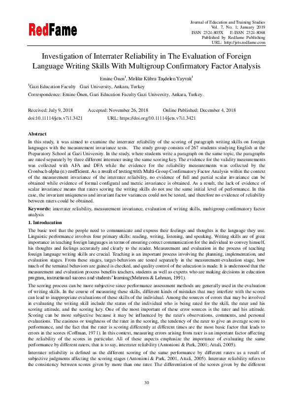 (PDF) Investigation of Interrater Reliability in The Evaluation of ...
