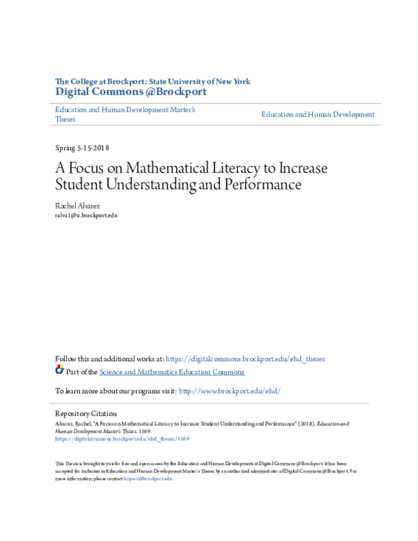 (PDF) A Focus on Mathematical Literacy to Increase Student ...
