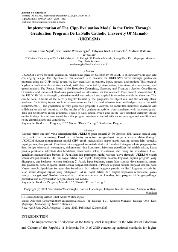 (PDF) Implementation of The Cipp Evaluation Model in the Drive Through ...