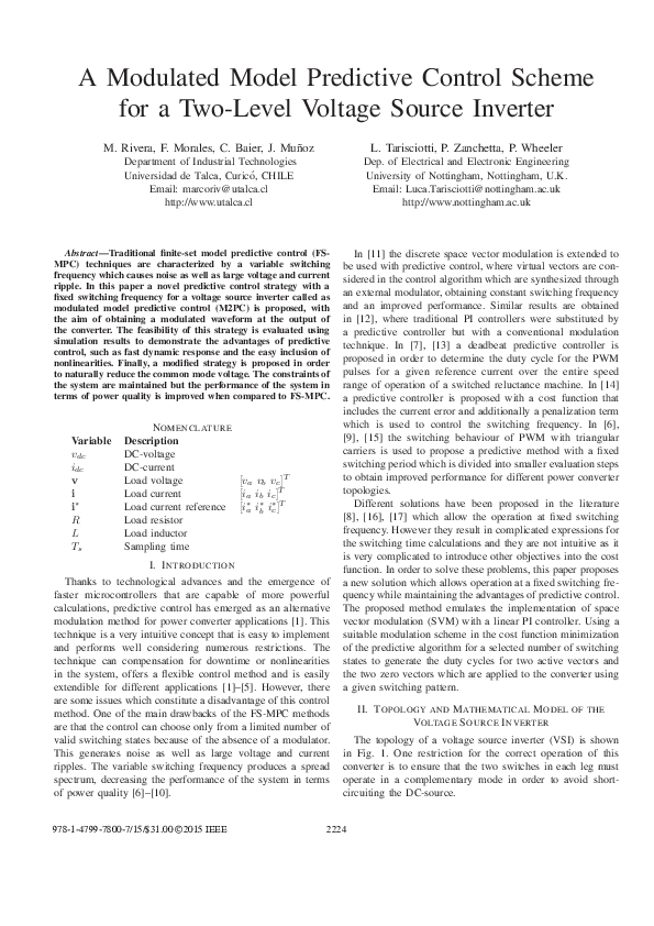 (PDF) A modulated model predictive control scheme for a two-level ...