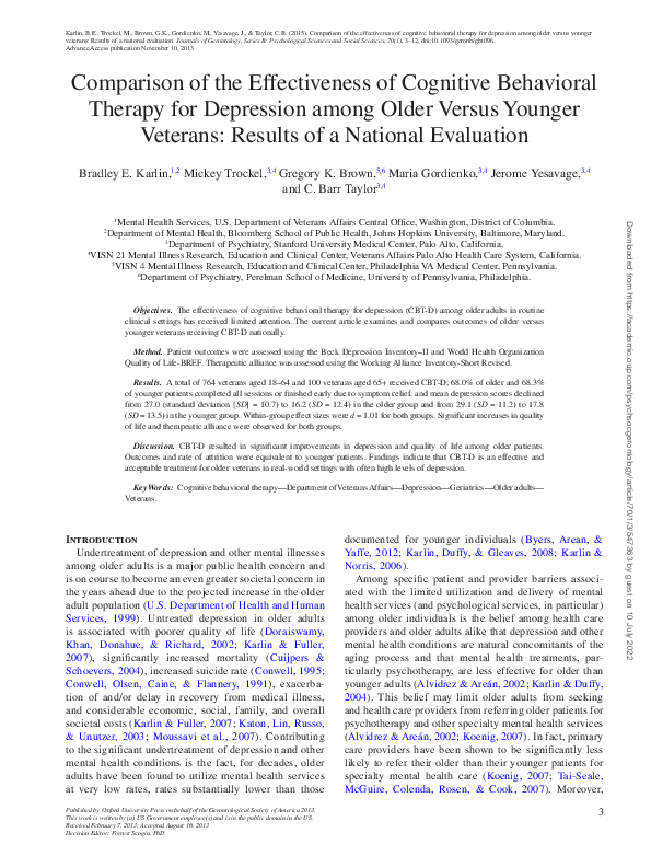 (PDF) Comparison of the Effectiveness of Cognitive Behavioral Therapy ...