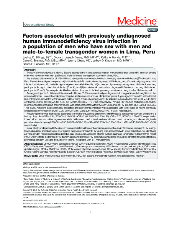 (PDF) Factors associated with previously undiagnosed human ...