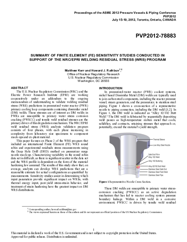 (PDF) Summary of Finite Element (FE) Sensitivity Studies Conducted in ...