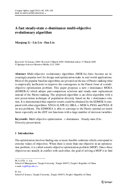 (PDF) A fast steady-state ε-dominance multi-objective evolutionary ...