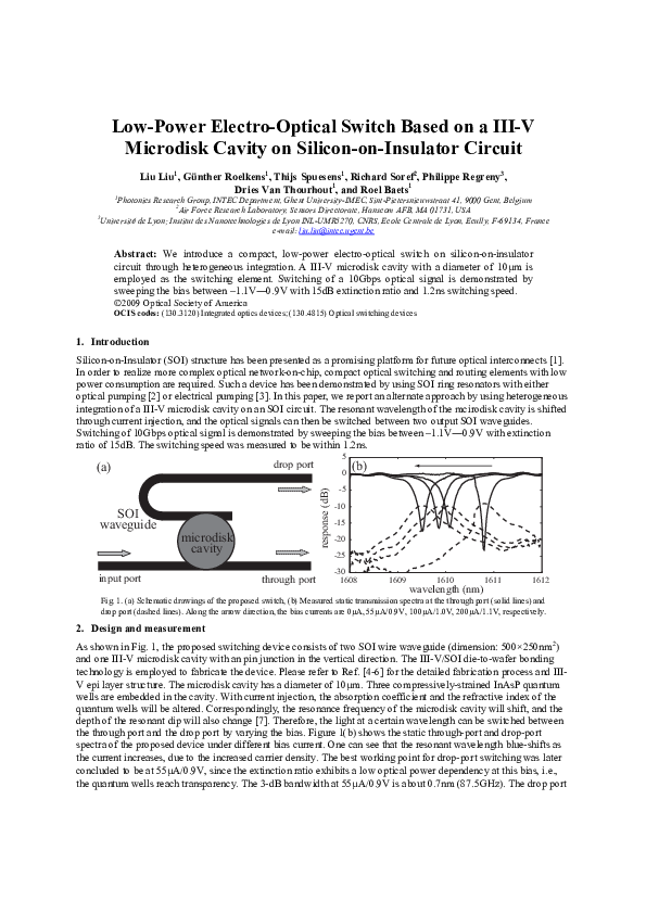 (PDF) Low-power electro-optical switch based on a III-V microdisk ...