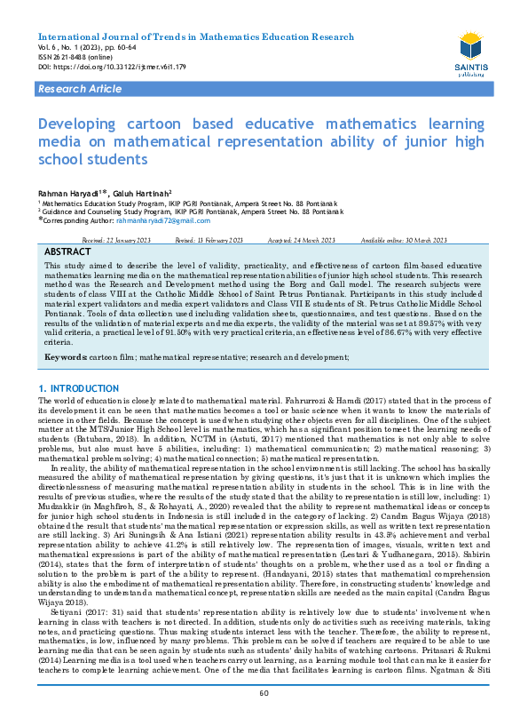 (PDF) Developing cartoon based educative mathematics learning media on ...