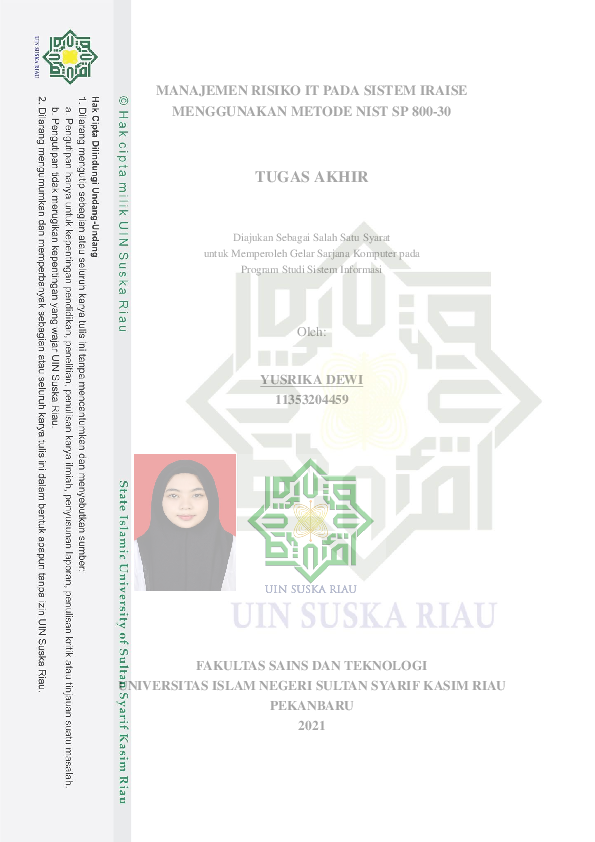 Pdf Manajemen Risiko It Pada Sistem Iraise Menggunakan Metode Nist Sp Pdf Manajemen Risiko It Pada Sistem Iraise Menggunakan Metode Nist Sp