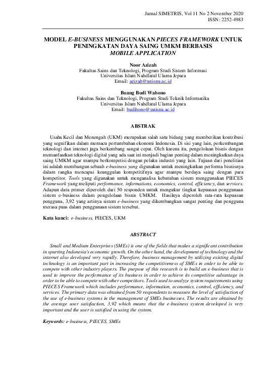 (PDF) Model E-Business Menggunakan Pieces Framework Untuk Peningkatan ...