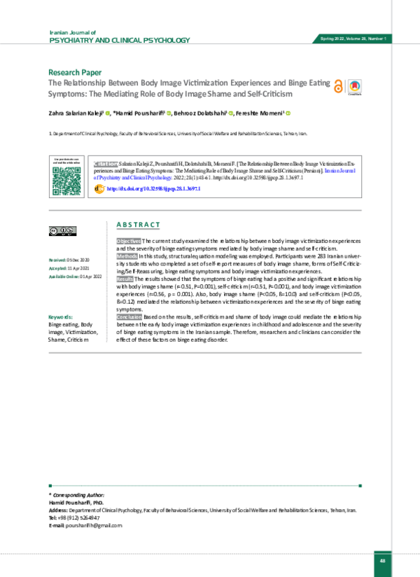 (PDF) The Relationship Between Body Image Victimization Experiences and ...