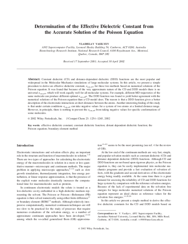(PDF) Determination of the effective dielectric constant from the ...