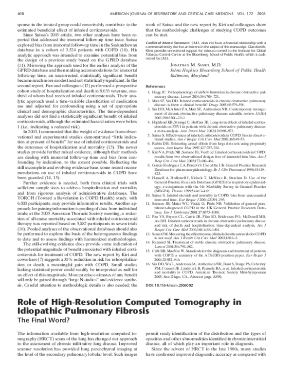 (PDF) Role of High-Resolution Computed Tomography in Idiopathic ...