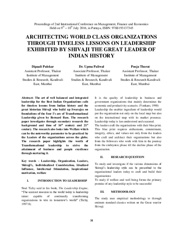 (PDF) Architecting World Class Organizations through Timeless lessons ...