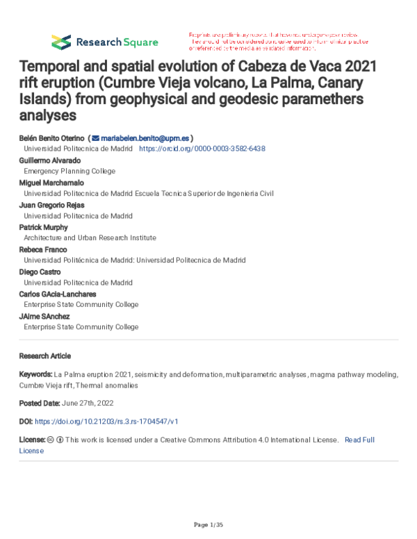 (PDF) Temporal and spatial evolution of Cabeza de Vaca 2021 rift ...