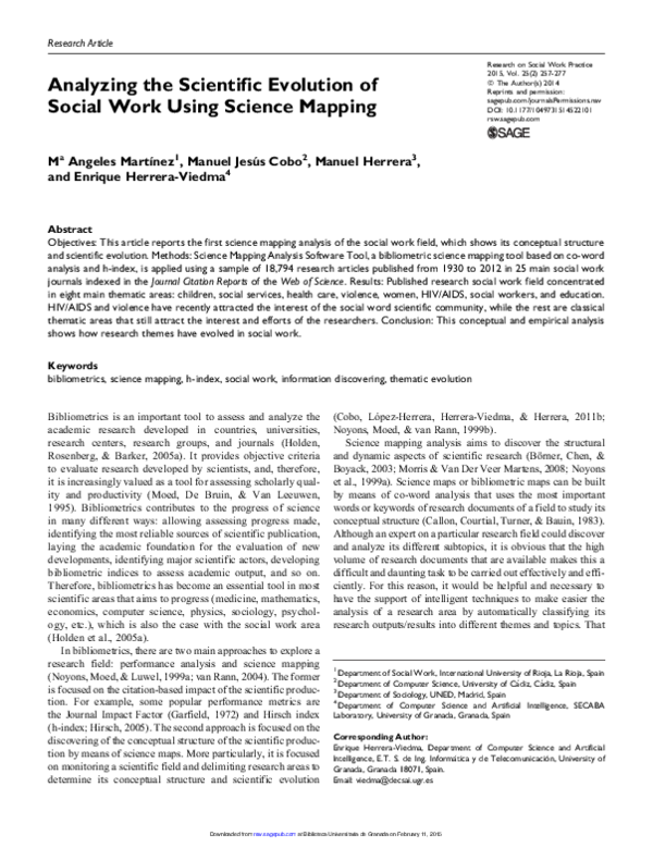 (PDF) Analyzing the Scientific Evolution of Social Work Using Science ...
