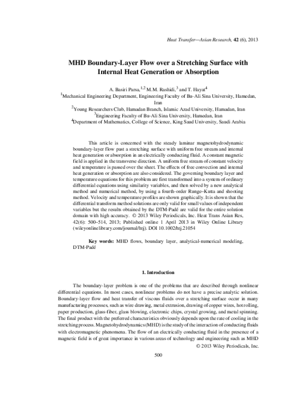 (PDF) MHD boundary-layer flow over a stretching surface with internal ...