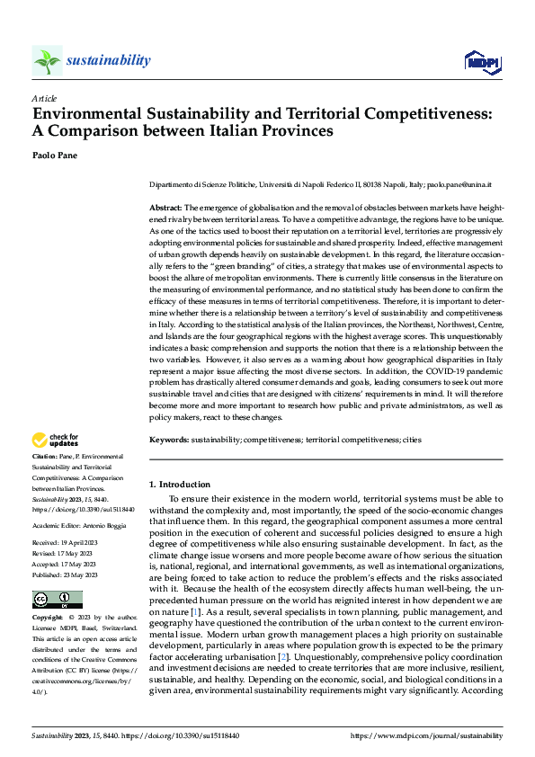 (PDF) Environmental Sustainability and Territorial Competitiveness: A ...