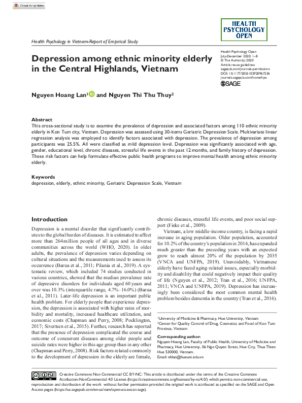 (PDF) Depression among ethnic minority elderly in the Central Highlands ...