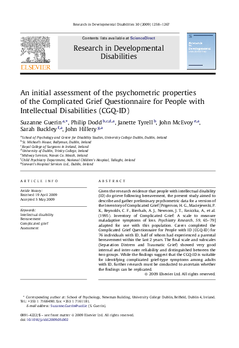 (PDF) An initial assessment of the psychometric properties of the ...