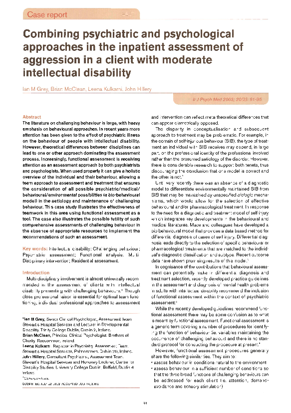 (PDF) Combining psychiatric and psychological approaches in the ...