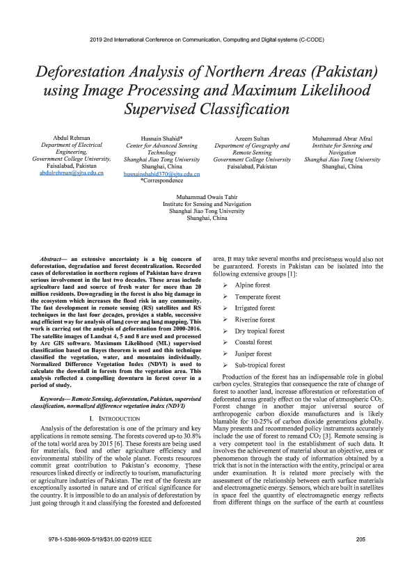  pdf deforestation analysis of northern areas pakistan using image