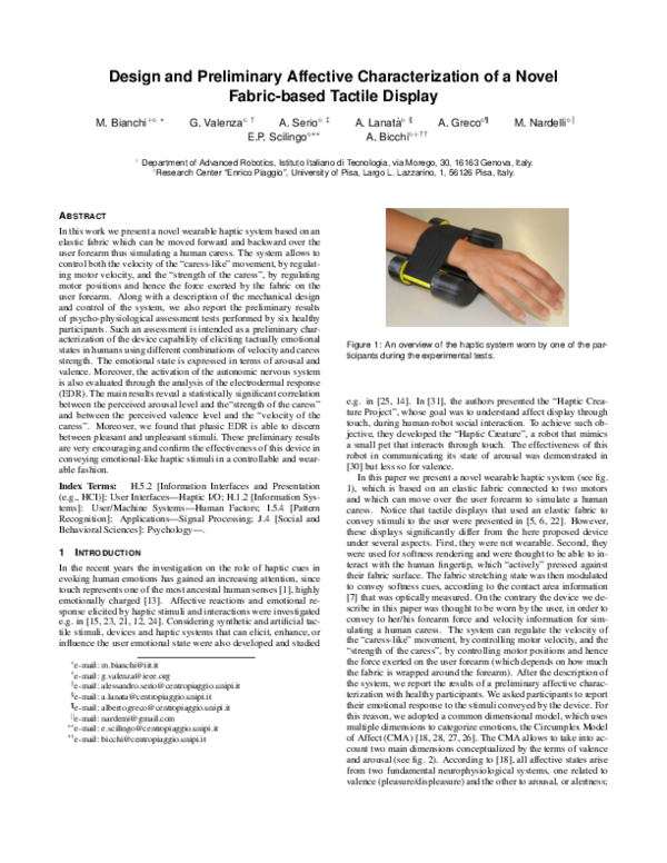 (PDF) Design and preliminary affective characterization of a novel ...