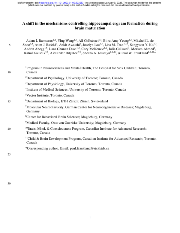 (PDF) A shift in the mechanisms controlling hippocampal engram ...