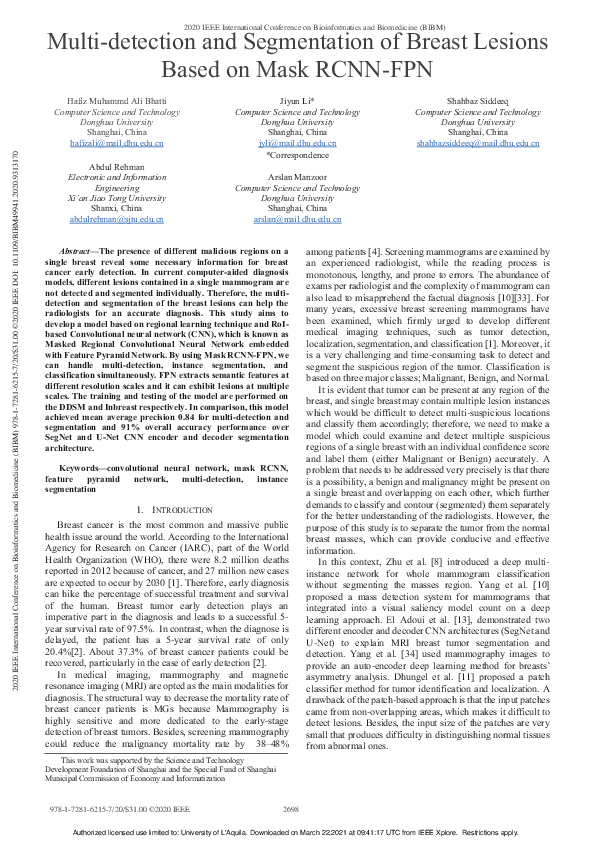 (PDF) Multi-detection and Segmentation of Breast Lesions Based on Mask ...