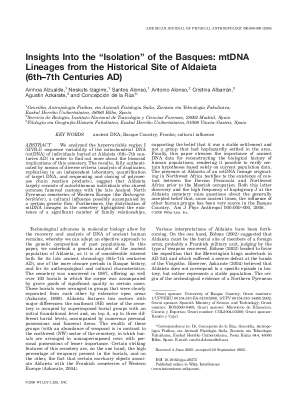 (PDF) Insights into the “isolation” of the Basques: mtDNA lineages from ...