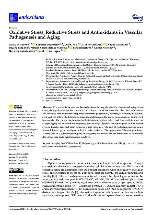 (PDF) Oxidative Stress, Reductive Stress and Antioxidants in Vascular ...