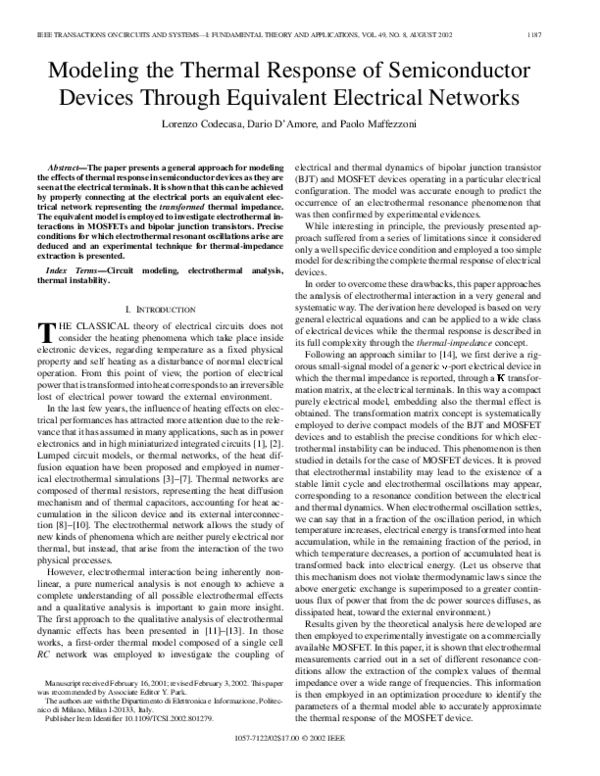 (PDF) Modeling the thermal response of semiconductor devices through ...
