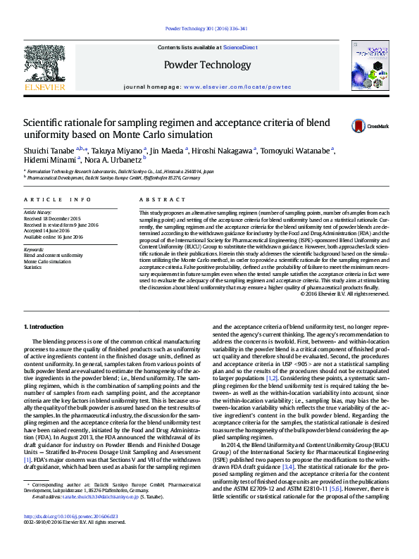 (PDF) Scientific rationale for sampling regimen and acceptance criteria ...