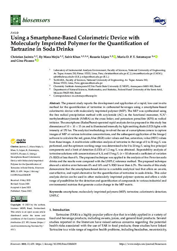 (PDF) Using a Smartphone-Based Colorimetric Device with Molecularly ...
