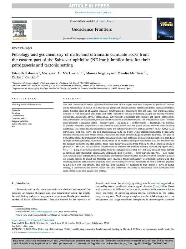 (PDF) Petrology and Geochemistry of Mafic and Ultramafic Rocks from the ...