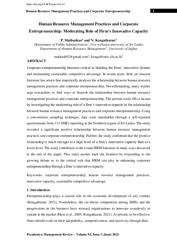 (PDF) Human Resource Management Practices and Corporate ...