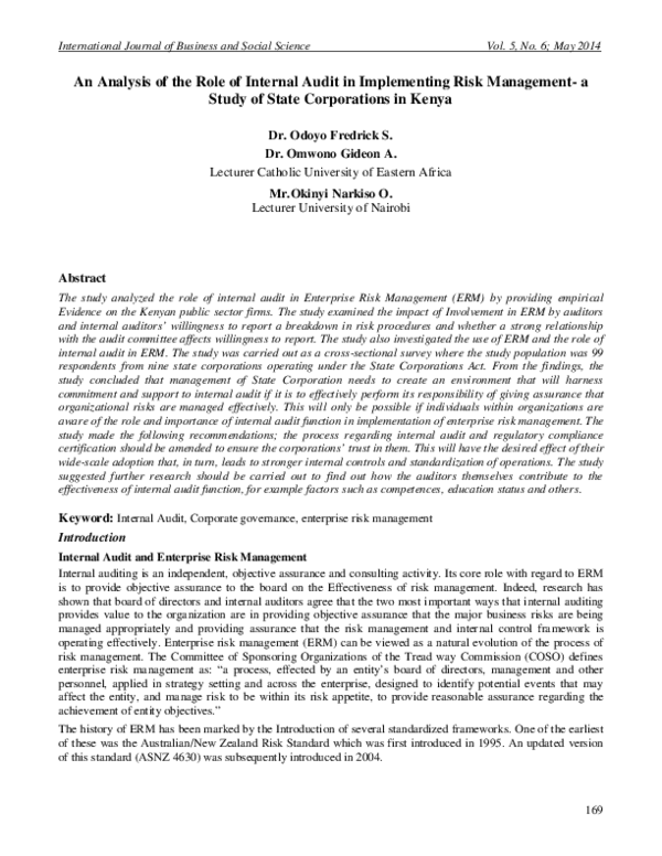 (PDF) An Analysis of the Role of Internal Audit in Implementing Risk ...