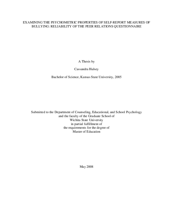 (PDF) Examining the Psychometric Properties of Self-Report Measures of ...
