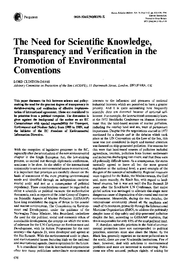 (PDF) The need for scientific knowledge, transparency and verification ...