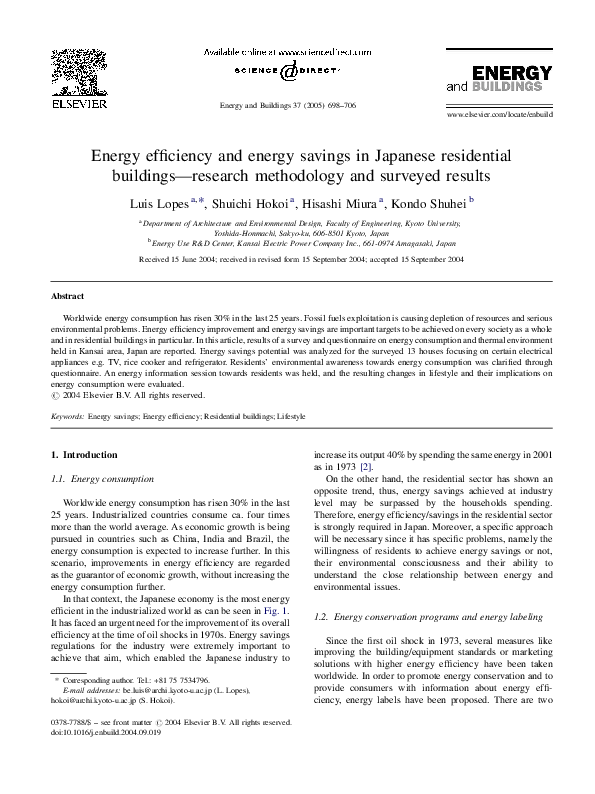 (PDF) Energy efficiency and energy savings in Japanese residential ...
