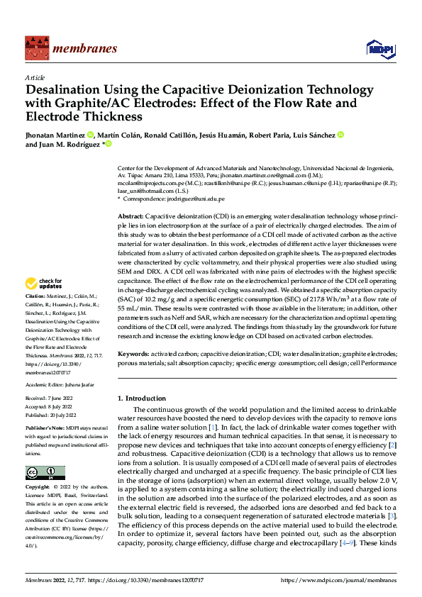 (PDF) Desalination Using the Capacitive Deionization Technology with ...