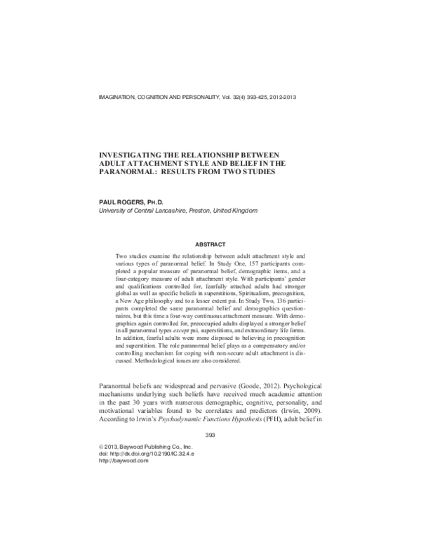 (PDF) Investigating the Relationship between Adult Attachment Style and ...