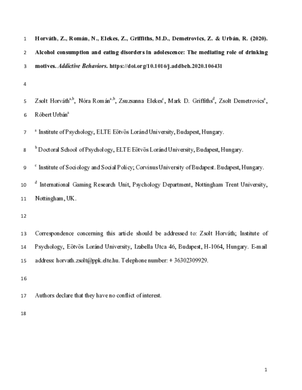 (PDF) Alcohol consumption and risk for feeding and eating disorders in ...
